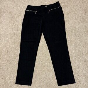Michael Kors Womens Ankle Cut Chino Pants Slim Fit w Silver Zipper Accent, Sz 8
